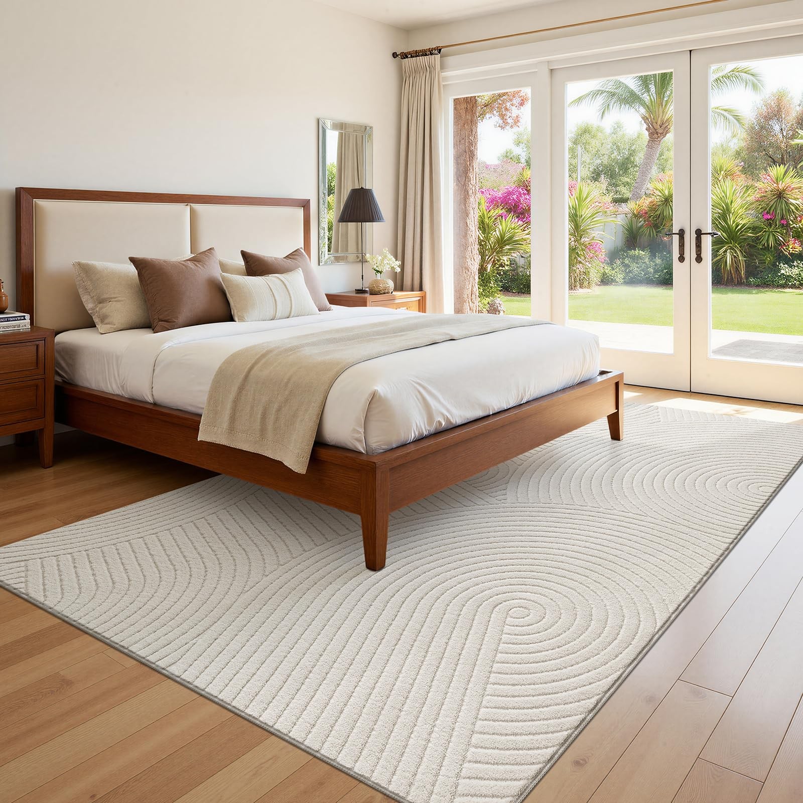 U’Artlines 5x7ft Washable Area Rug for Living Room, Minimalist Modern High-Low