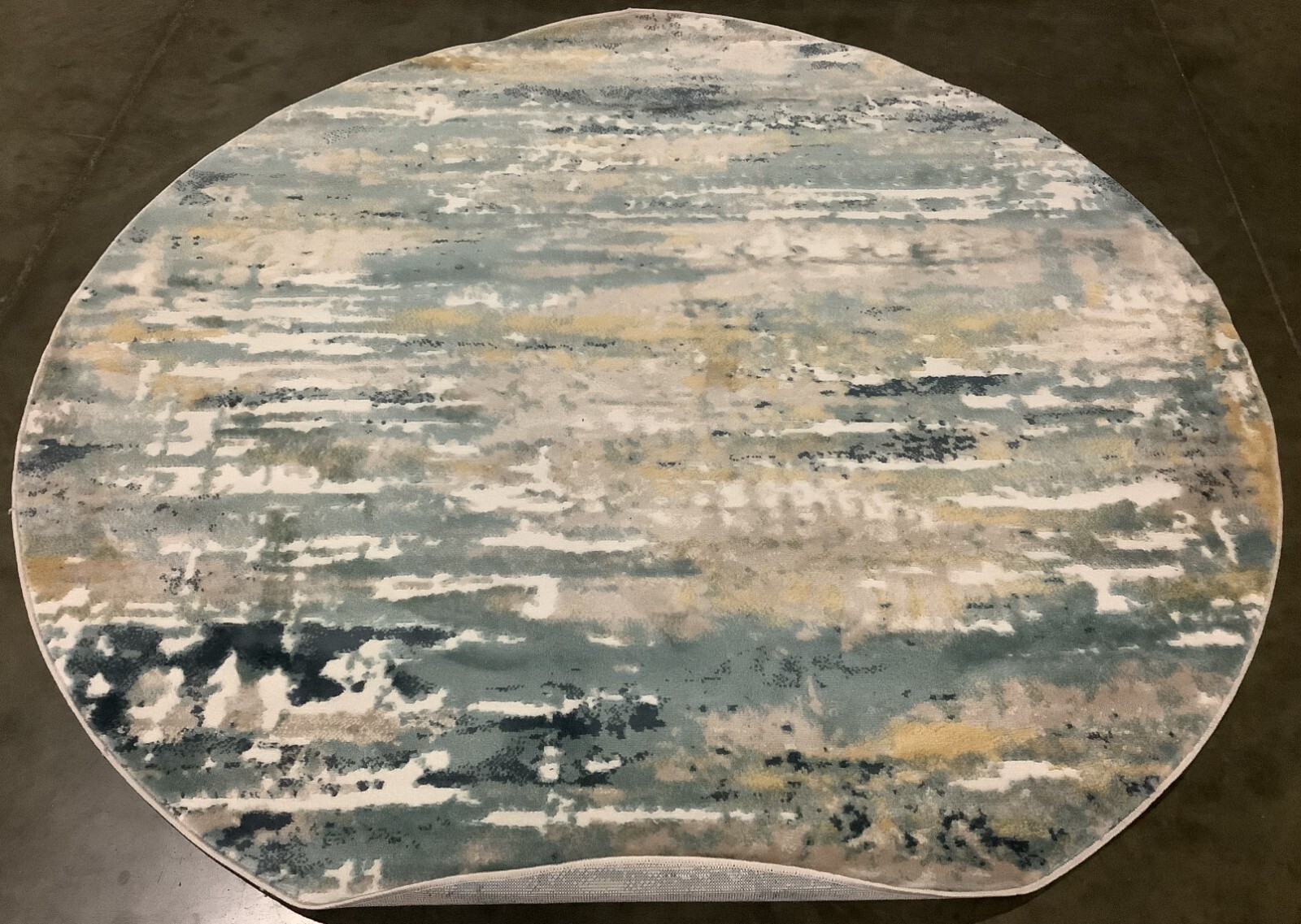TEAL / GOLD 6′-7″ x 6′-7″ Back Stain Rug, Reduced Price 1172669075 SKY548J-7R