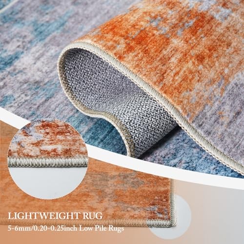 2×3 Washable Entryway Area Rug – Abstract 2′ x 3′ (Rectangular) Blue Brick