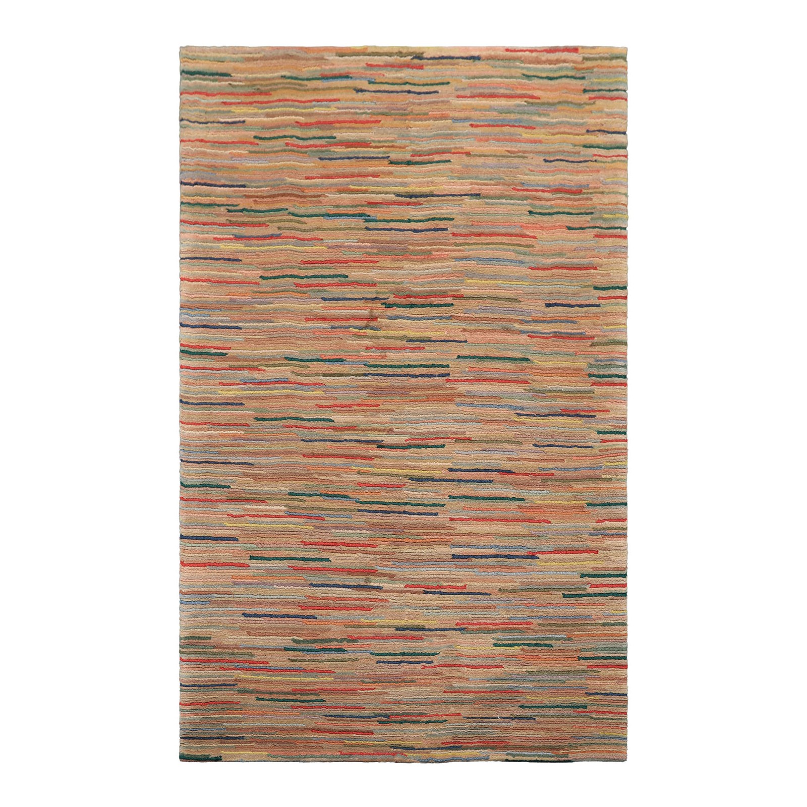 4’1”x6’5” Hand Knotted Wool Rose Tibetan Modern Loop n cut pile Rug