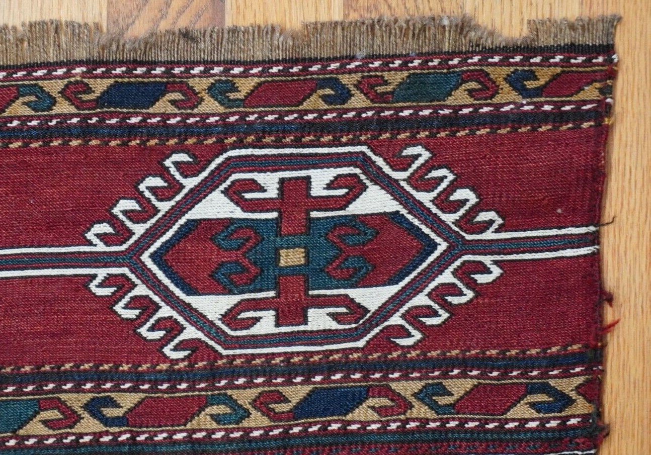 2′ x 3’5″ Antique 1880 Soumak Bag face Caucasian Tribal Hand Woven 100% Wool Rug