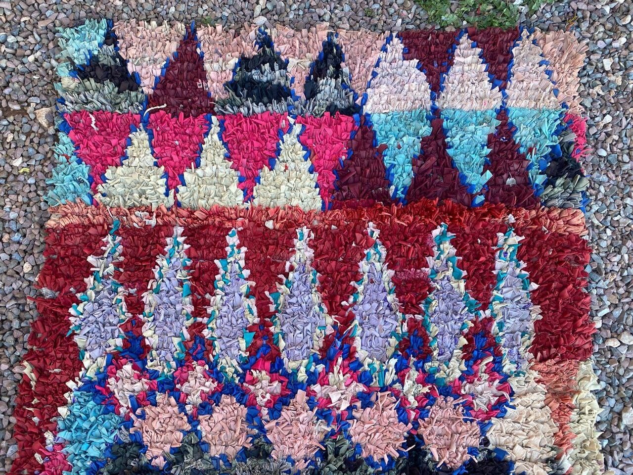 3’4×6’2 ft Moroccan Boucherouite Assorted Handmade Vintage Rug Berber Area Rug