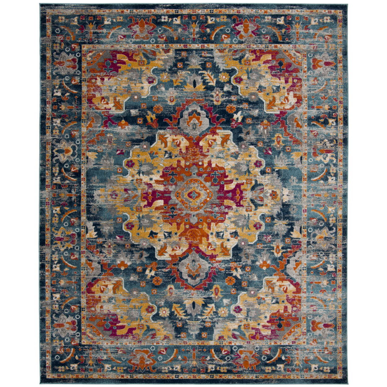 SAFAVIEH Madison Collection MAD154L Teal / Fuchsia Rug