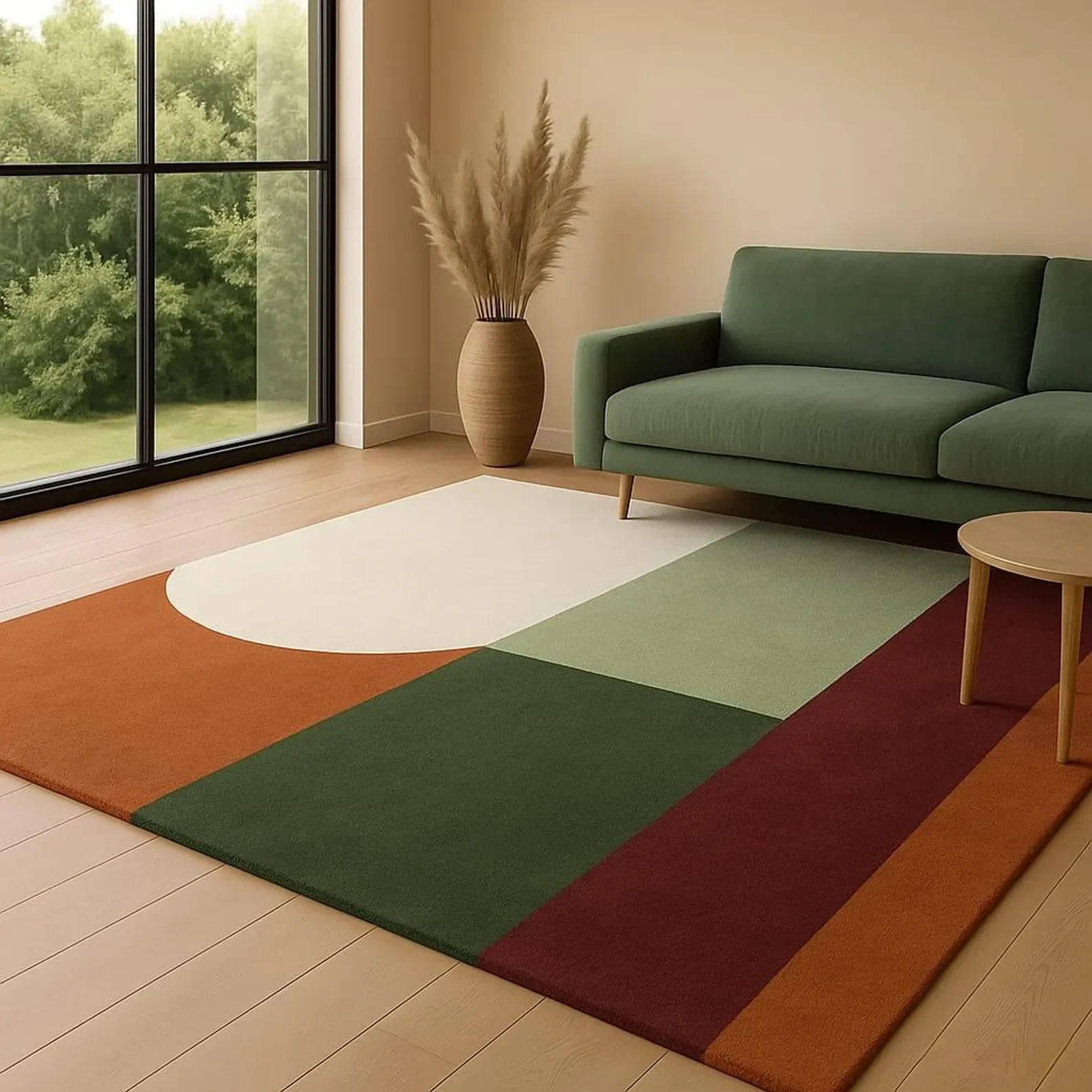 Hand Tufted Wool Area Rug Handmade Geometric Design Color Multicolor Carpet Rug