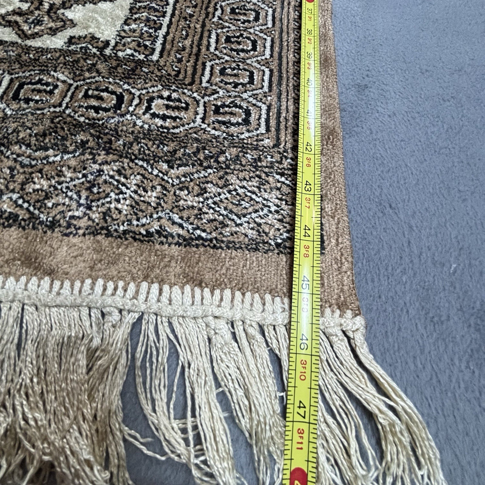 Traditional Geometric Pattern Area Rug Brown Beige Cream Rectangle with Fringe