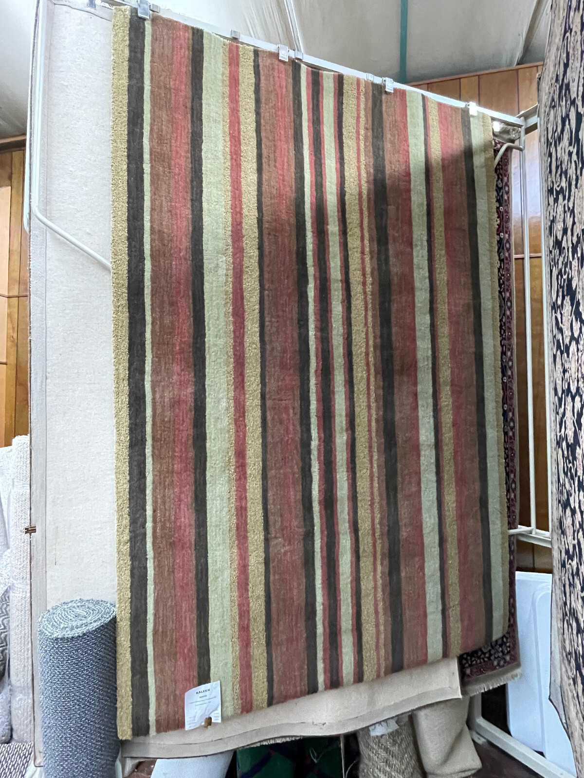Kaleen Chotu Vertical Limit Cinnamon – 5’0″ X 7’6″ Wool Striped Area Rug