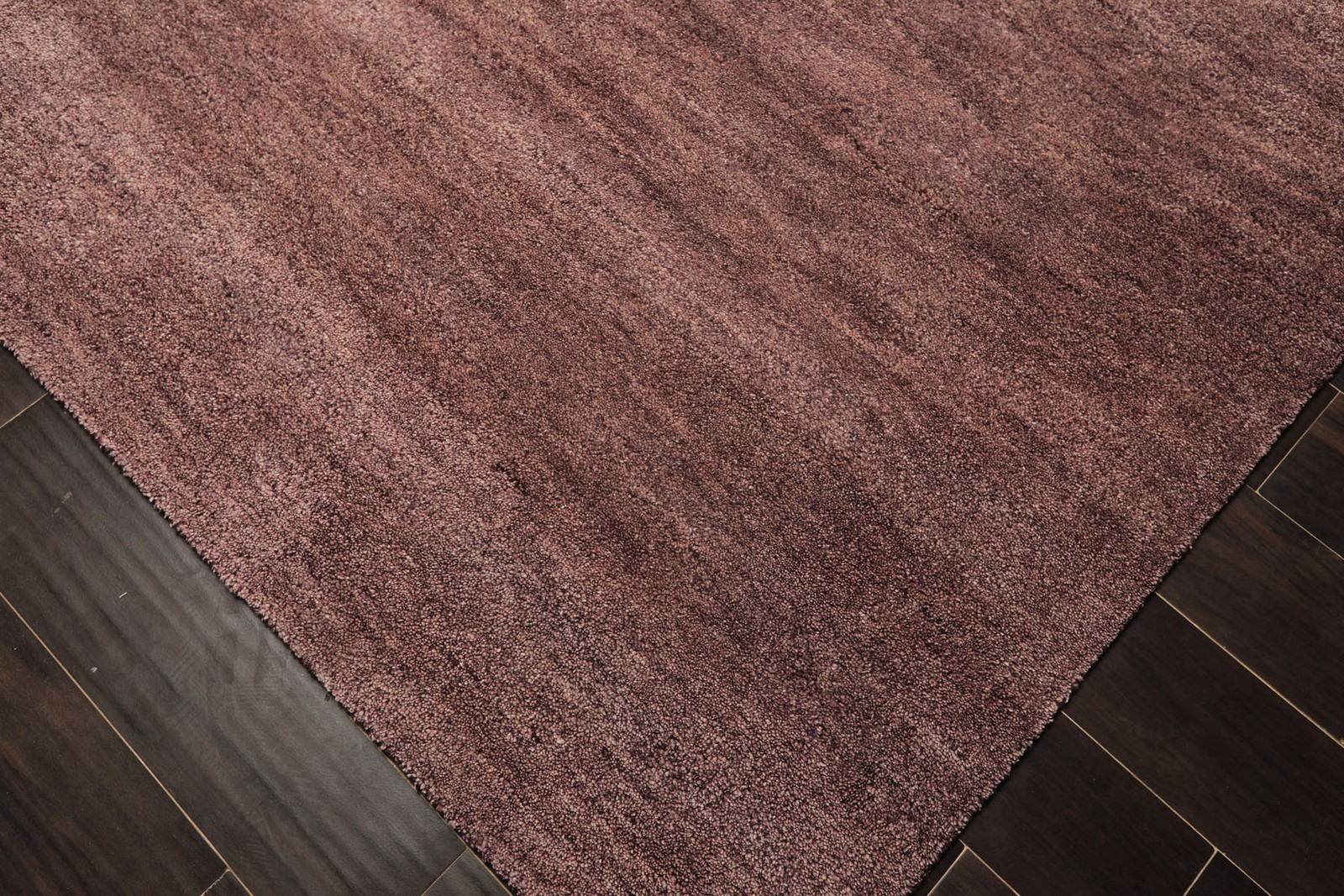 Multi Size Hand Woven 100% Wool Aubergine Modern Plush Pile Solid Area Rug