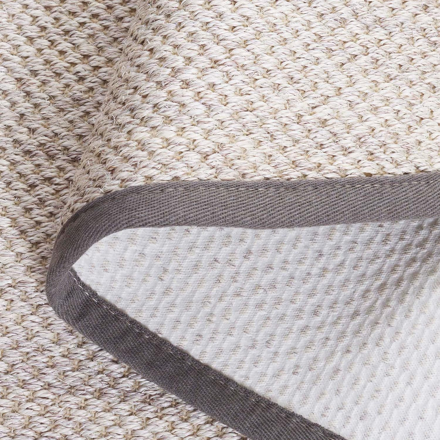 Natural Fiber 6′ Square Area Rug – Marble & Khaki Woven Design