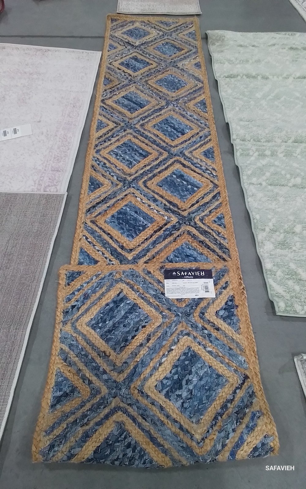 NATURAL / BLUE 2′-3″ x 12′-0″ Flaw in Rug, Reduced Price 1172808760 CAP354A-212
