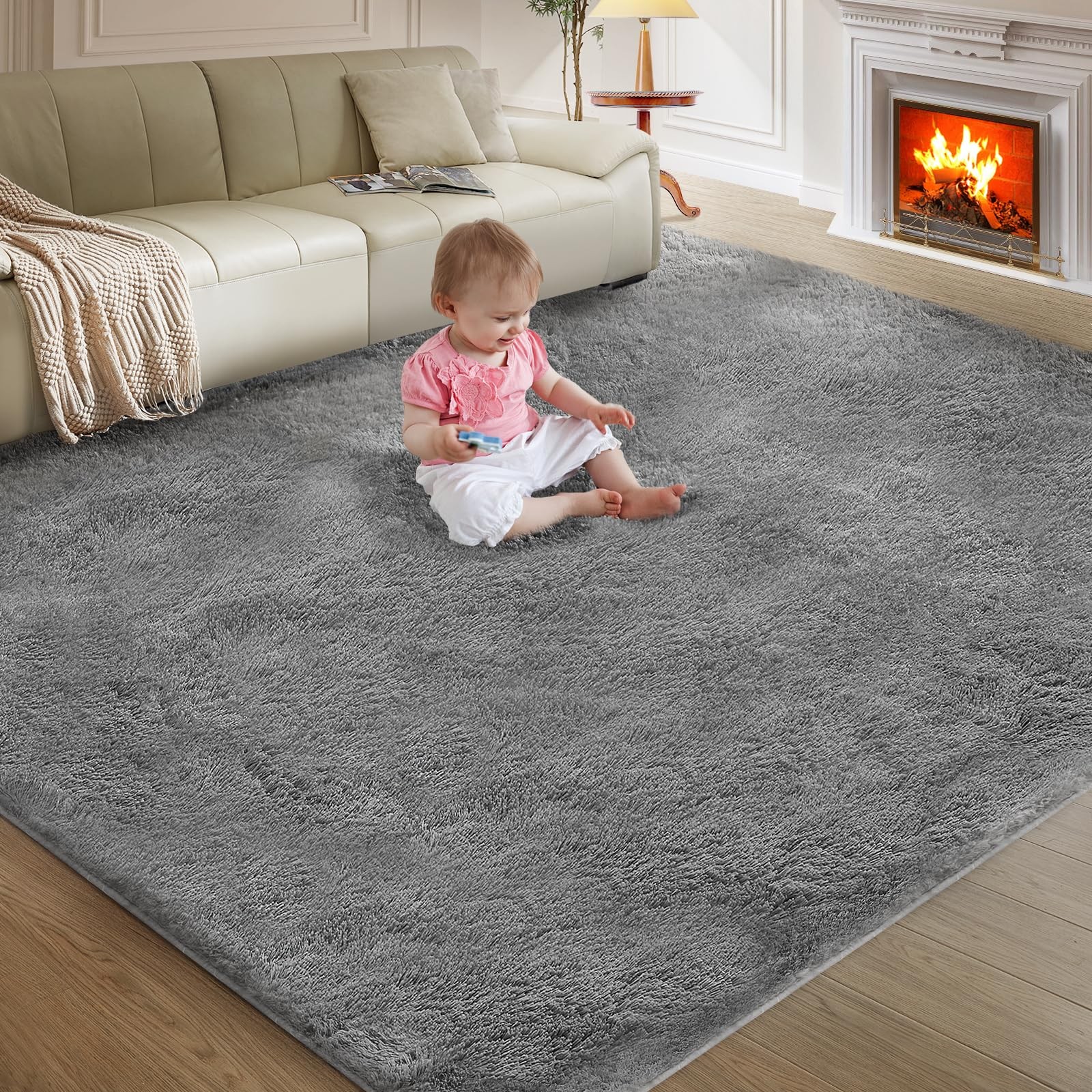 5X8 Ultra Soft Rug for Living Room, 5X8 Fluffy Shag Area Rug for Bedroom, Mod…