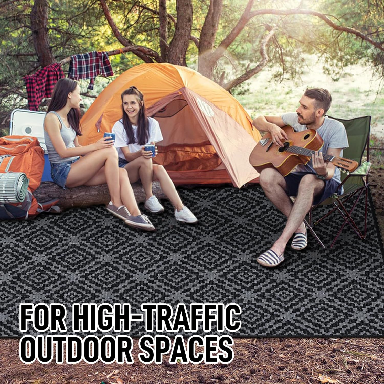 Large Waterproof Outdoor Camping Rug 9x18ft – Reversible & Portable