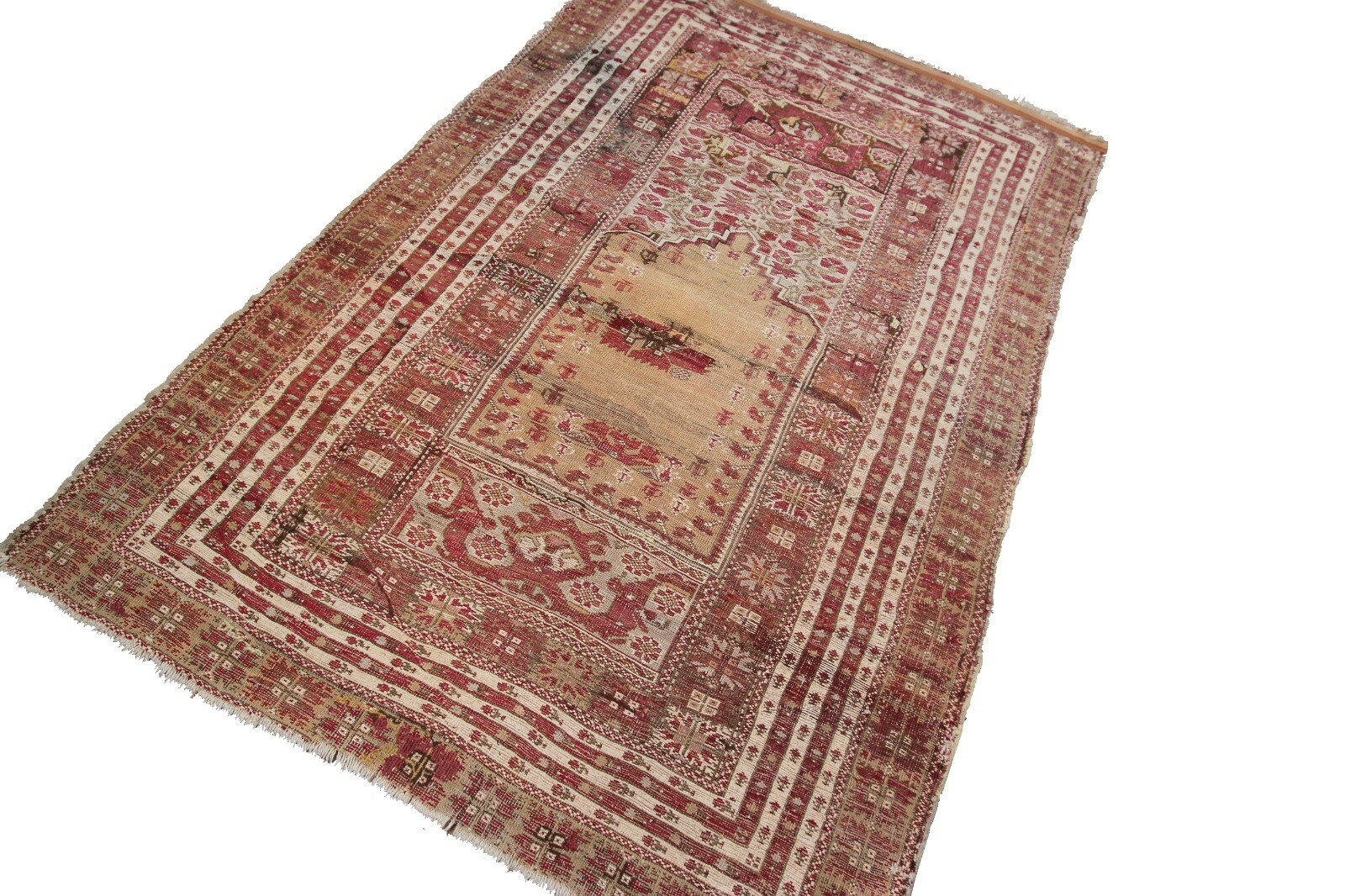 4×5 Rare Mid 1800s Antique Turkish Gordis Rug Wool Foundation Collectors Piece
