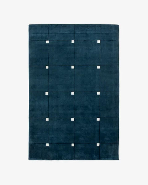 Nordic Knots Milano Hand Tufted Wool Rug – Deep Blue & White Modern Scandi Area