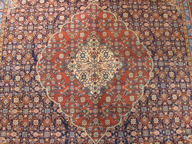 7.4 x 10.8 Blue Perrsian Tabriiz Mahii Bijaar Rug #PIX-15322