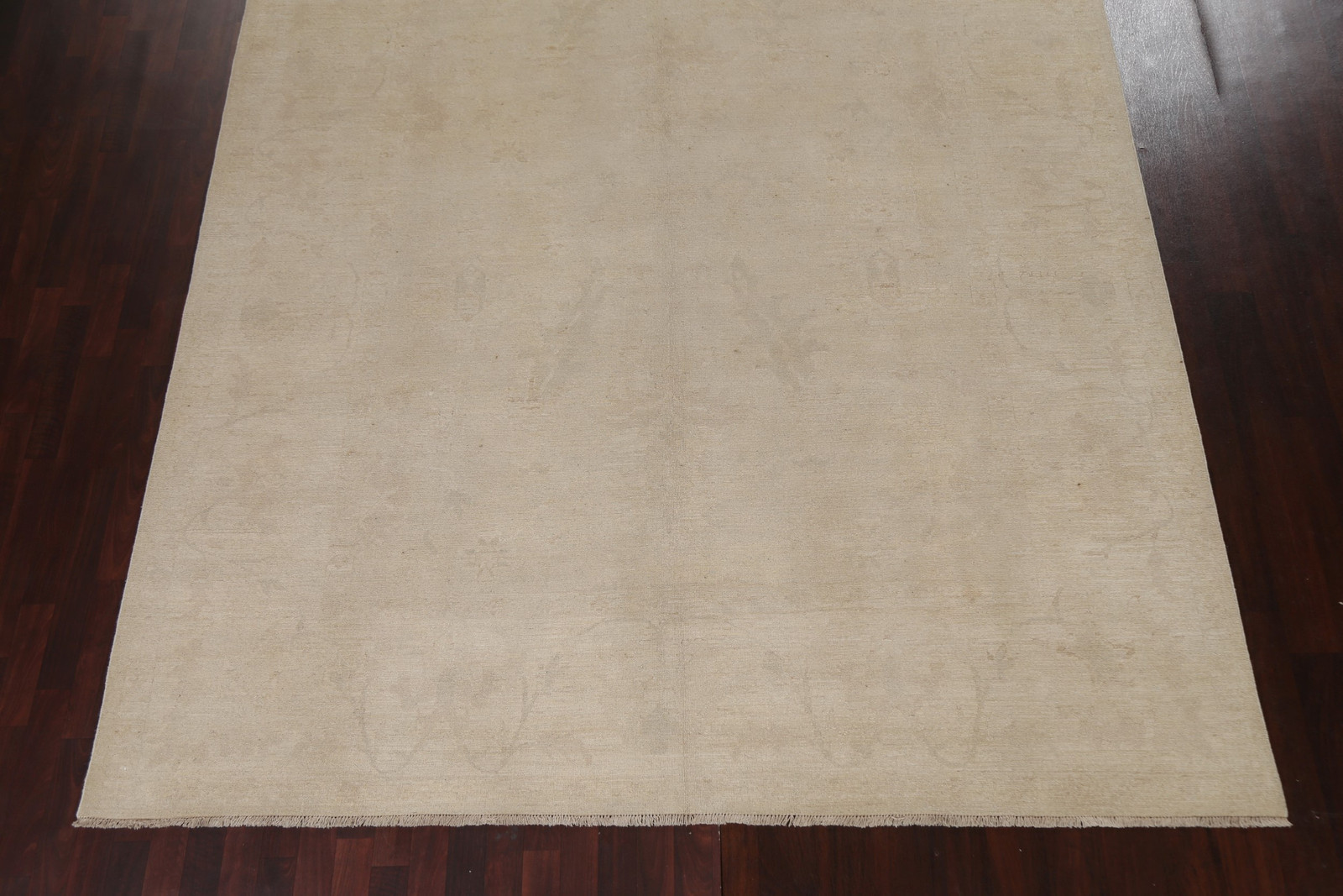 Handmade Beige Wool Carpet Muted Vegetable Dye Oushak Turkish Area Rug 9×11 Ft