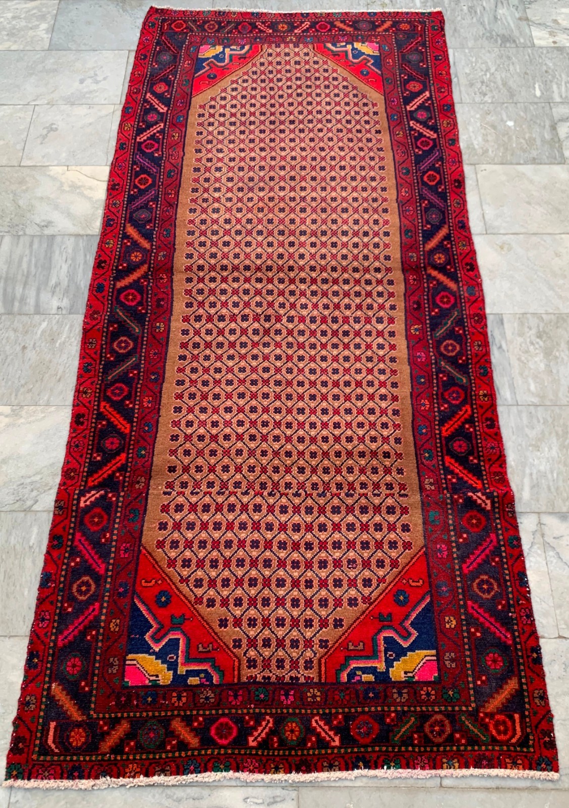 Vintage Afghan Runner, Kitchen Runner, Hallway Runner, Wool Runner,4×8 ft