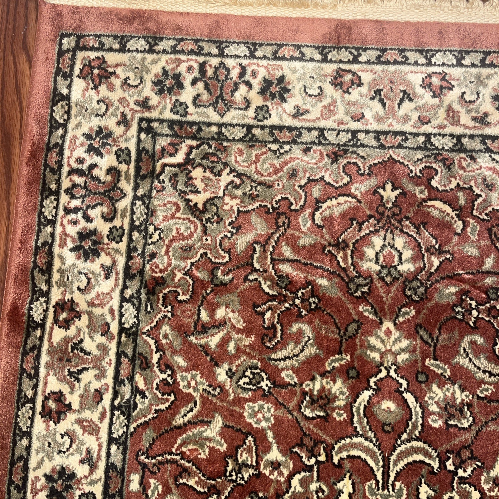 Vintage Belgium Small Area Rug, 26″ x 45” Red, Traditional Design, 100% Viscose
