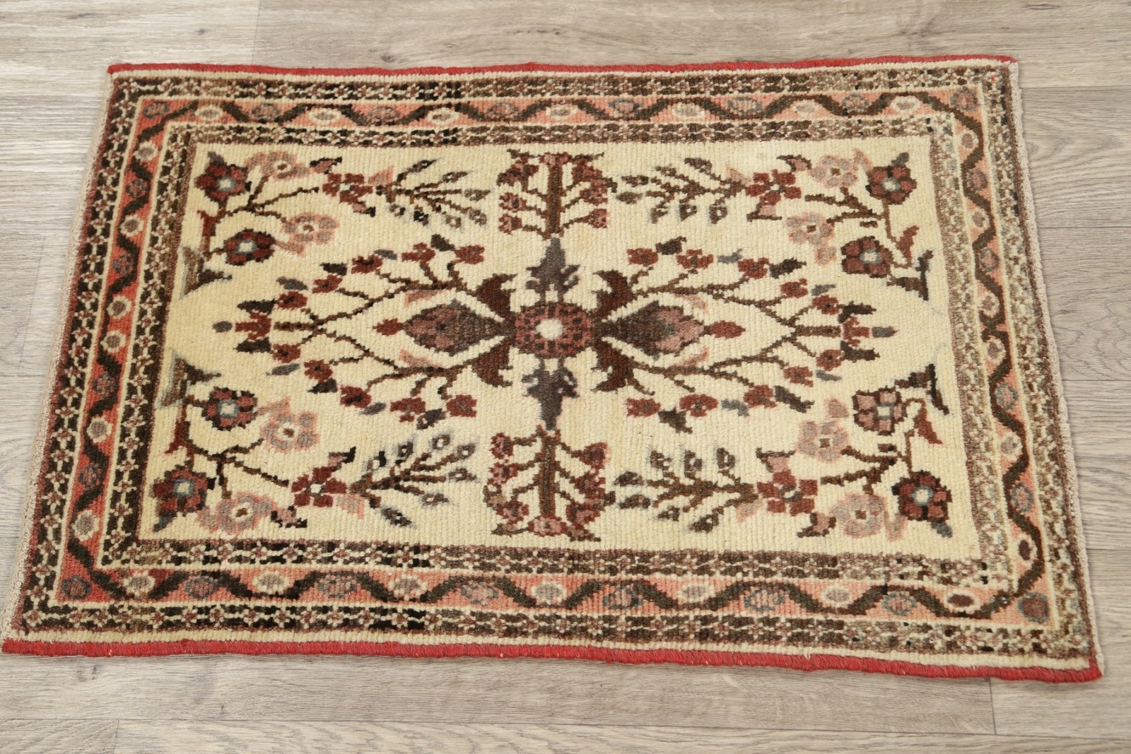 2×3 Vintage Geometric Traditional Area Rug Hand-knotted Oriental IVORY Carpet