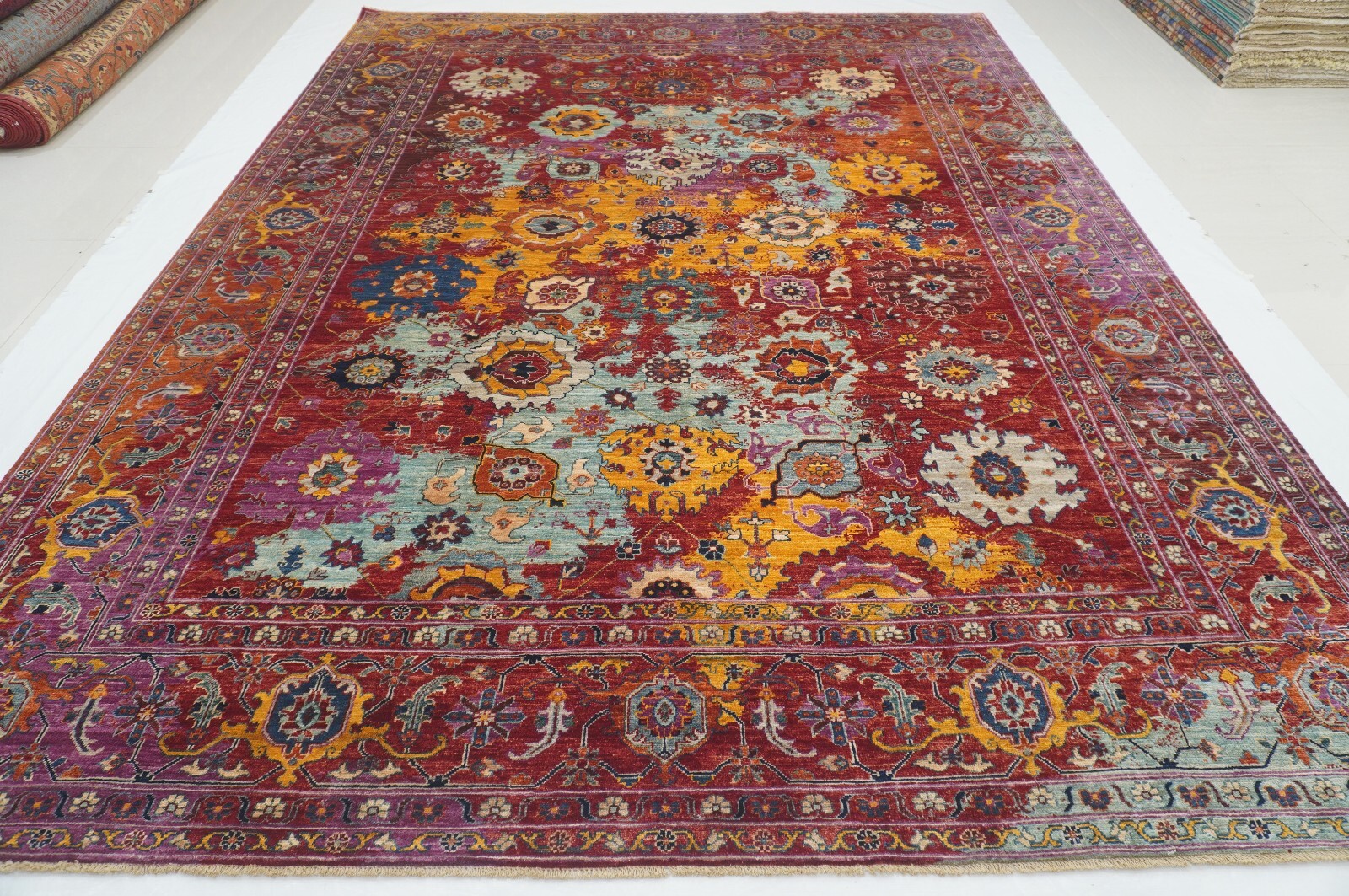 9 x 12 ft Red Modern Bidjar Afghan Hand Knotted Wool Oriental Area Rug