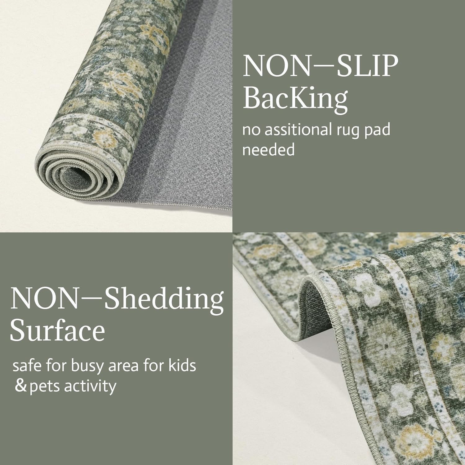 Soft Washable 9X12 Vintage Boho Area Rug – Non-Slip Stain Resistant Carpet