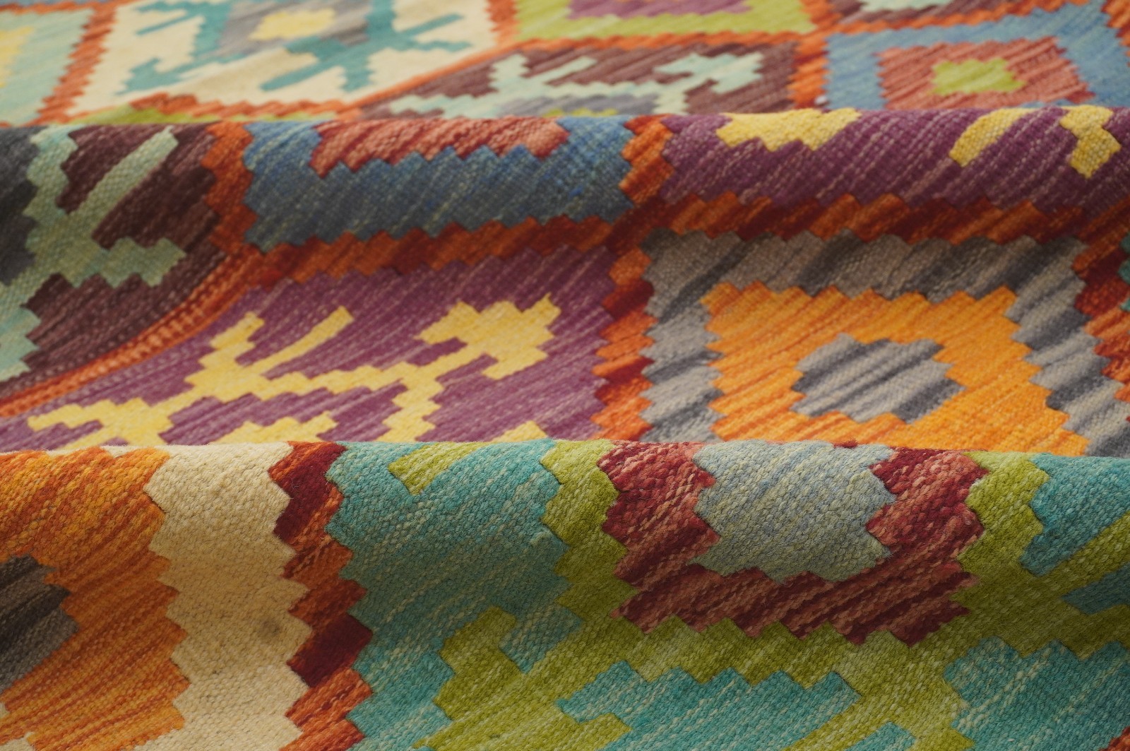 9×12 ft Multicolor Afghan Handmade Geometric Wool Kilim Area Rug ( 8’5″x11’7″ )