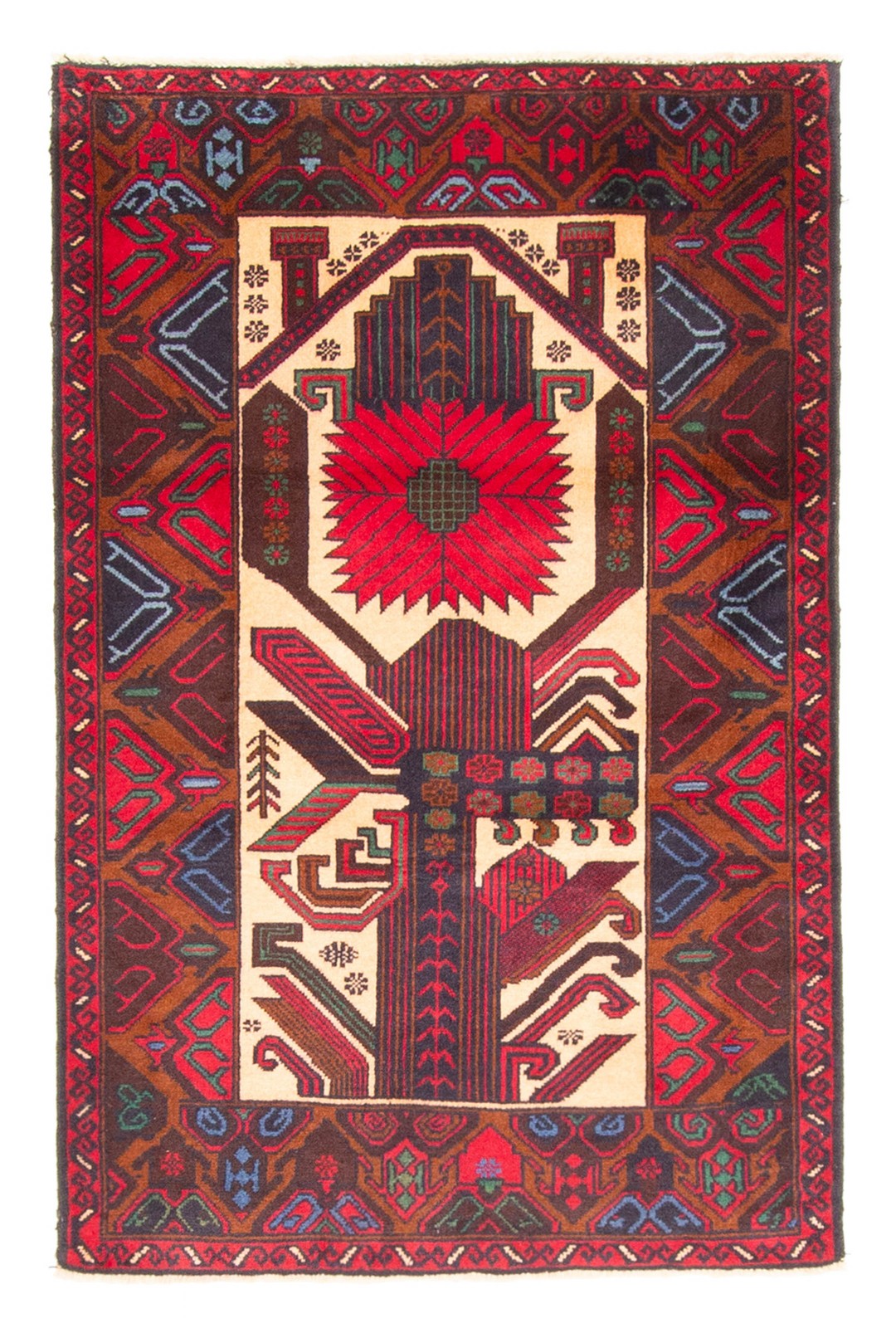 Vintage 2’10” x 4’5″ Traditional Hand Knotted Vegetable Dye Wool Area Rug