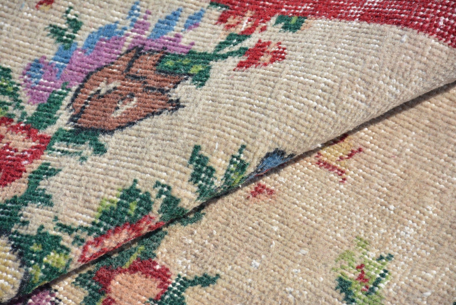 4,6×8,2 ft Turkish Rug, Vintage Area Rug, Red White Solid Wool Rug