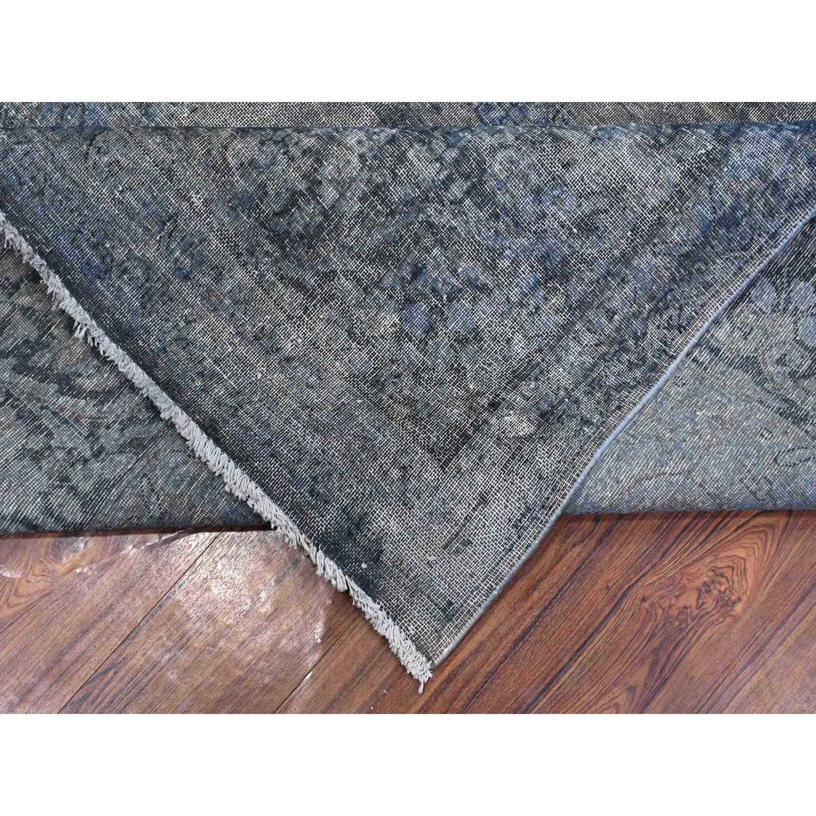 9’8″x13’3″ Jet Gray Vintage Zoroastrian Karman Hand Knotted Oriental Rug R89543