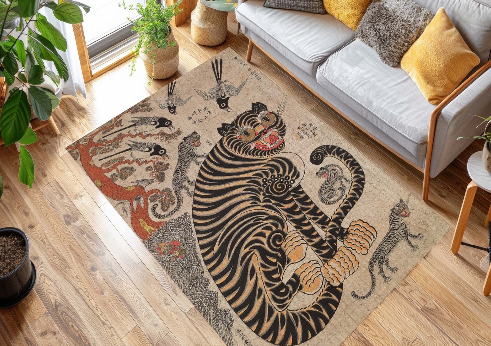 Korean Art, Asian Art, Korean Painting, Japanese Tiger Painting, Tiger Carpet
