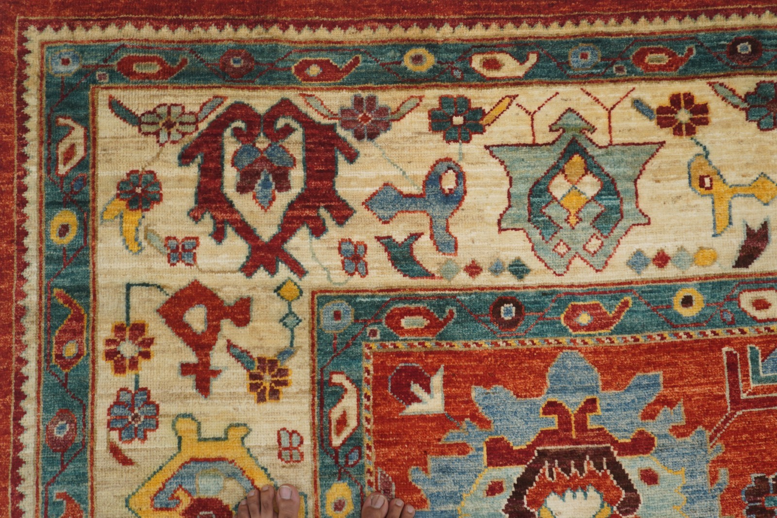 10×14 ft Red Oushak Turkish Style Hand Knotted Wool Area Rug