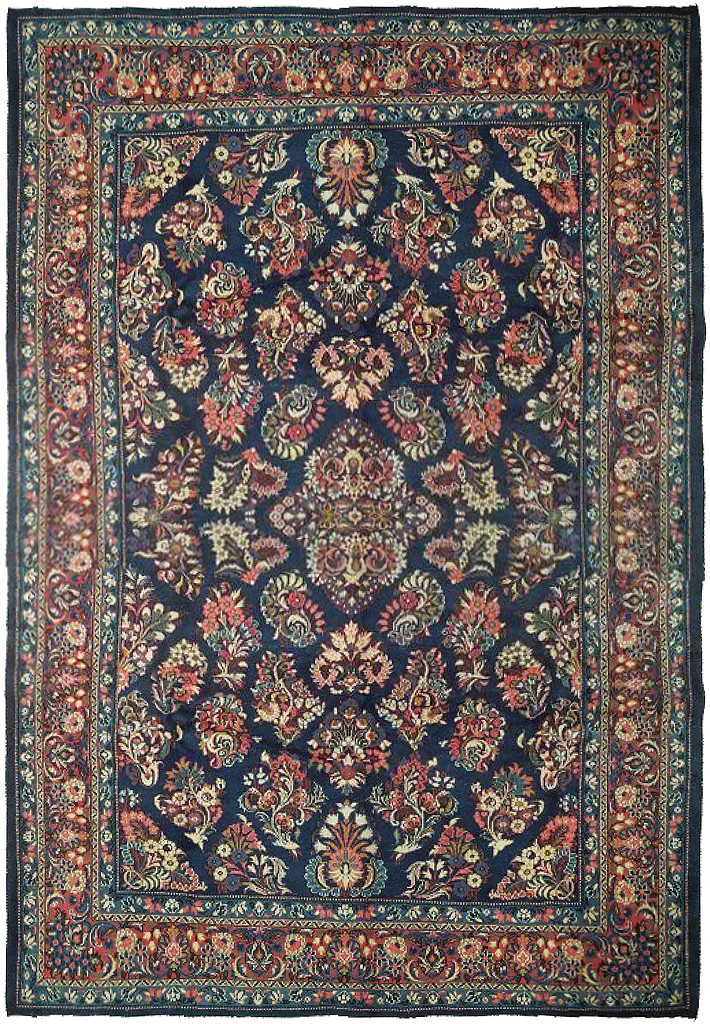 7′ x 10’5” Navy Blue Fine Wool Dense Weave Perrsian Sarouuk Rug 72743