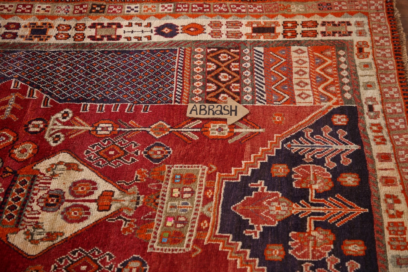 Vintage Tribal Geometric Abadeh Area Rug 5’x8′ Nomad Hand-knotted Wool Carpet