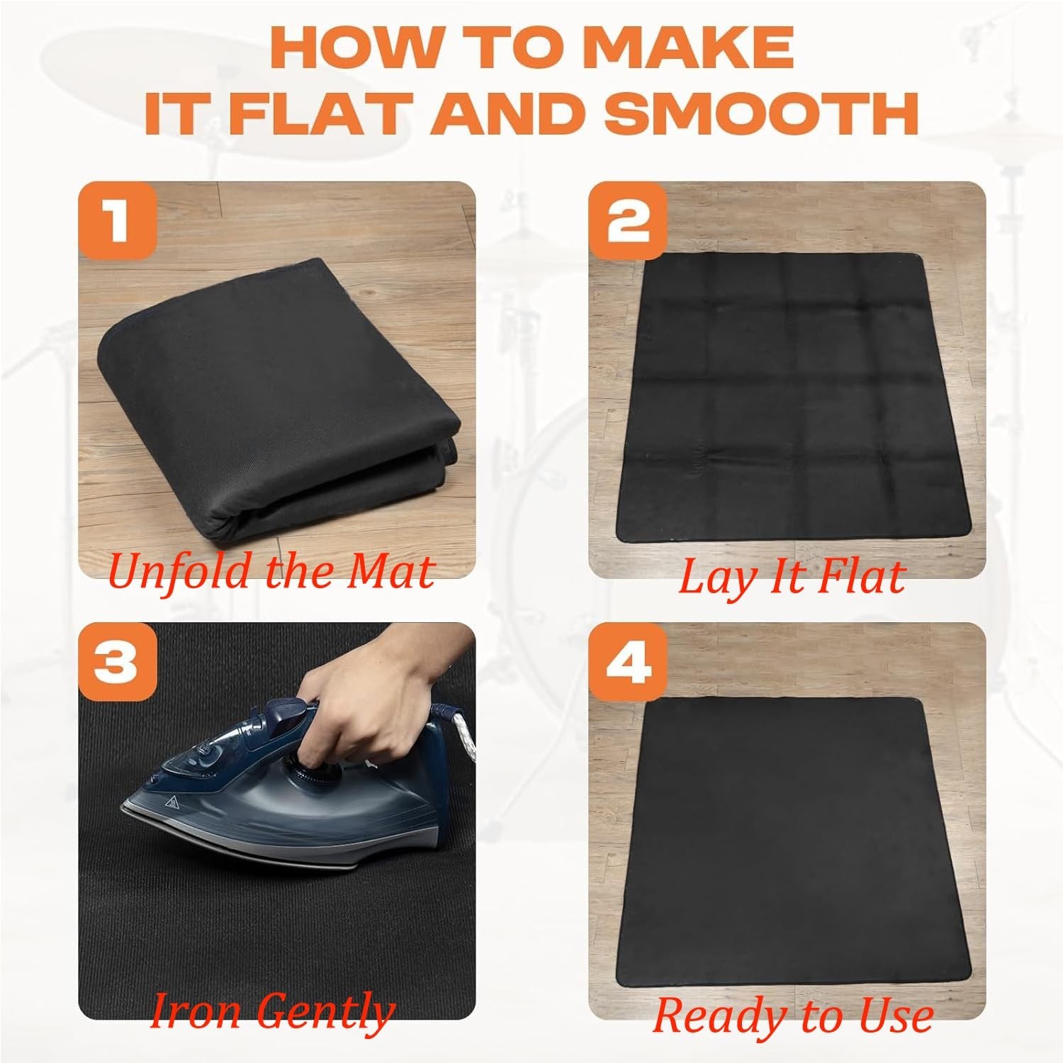 Drum Mat Rug 4×5.3 Ft Non-Slip, Noise Reduction, Anti-Slip Backing, Floor Protec