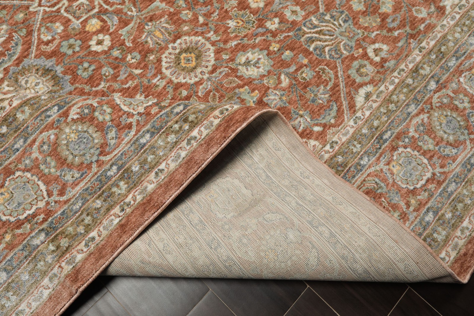 Multi Sizes Rust Traditional Dense Pile Silky Sheen Rug