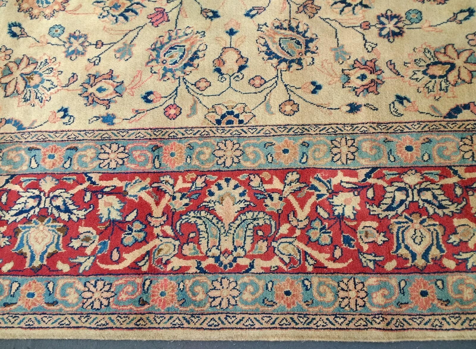 8’10″x12’9″ Sarough Rug carpet Oriental Handmade VegDye 100%kork wool Beige 9×13