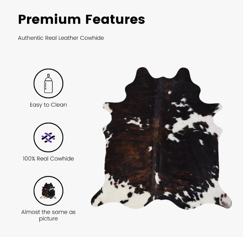 Abhinav 6′ x 7′ Black and White Cowhide Cowhide Area Rug