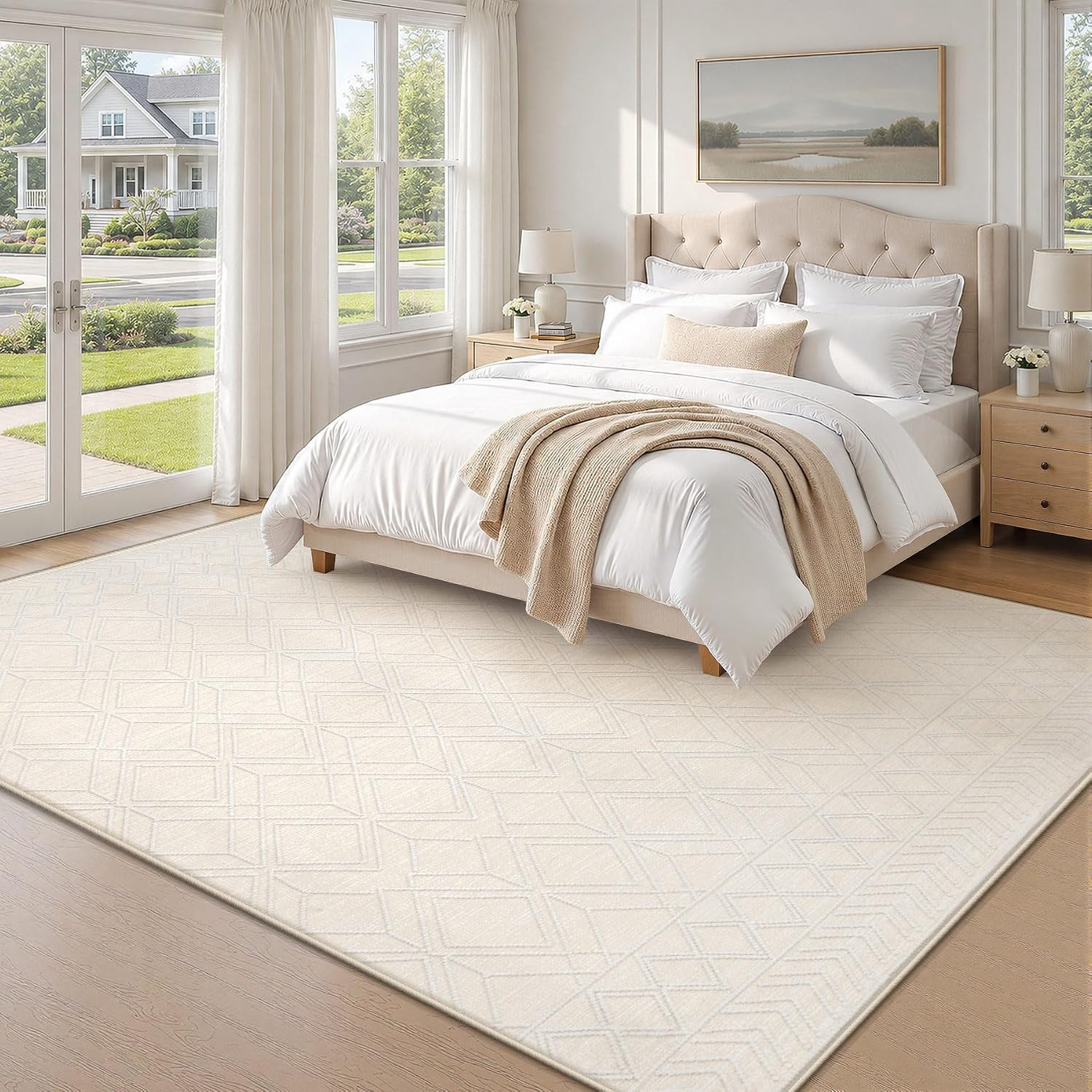 5X7 Area Rugs Washable Rug: Geometric Moroccan Farmhouse Rugs Large Living Room
