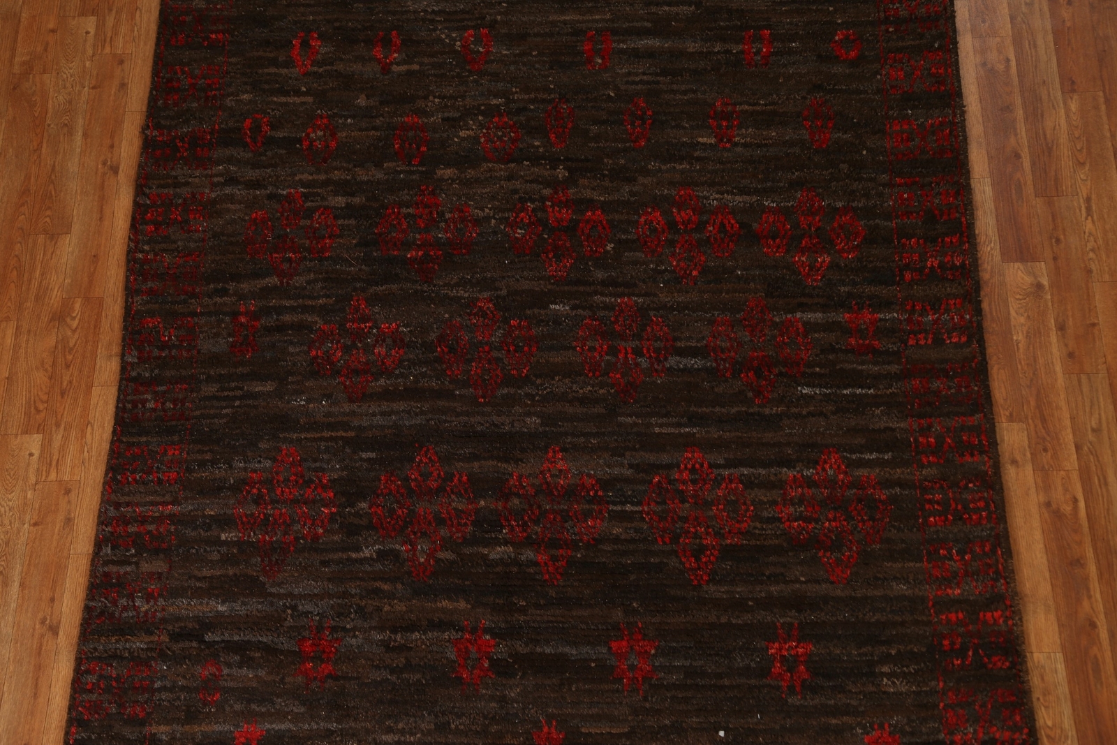 Dark Brown Geometric Moroccan Tribal Area Rug 6×8 Hand-knotted Wool Carpet