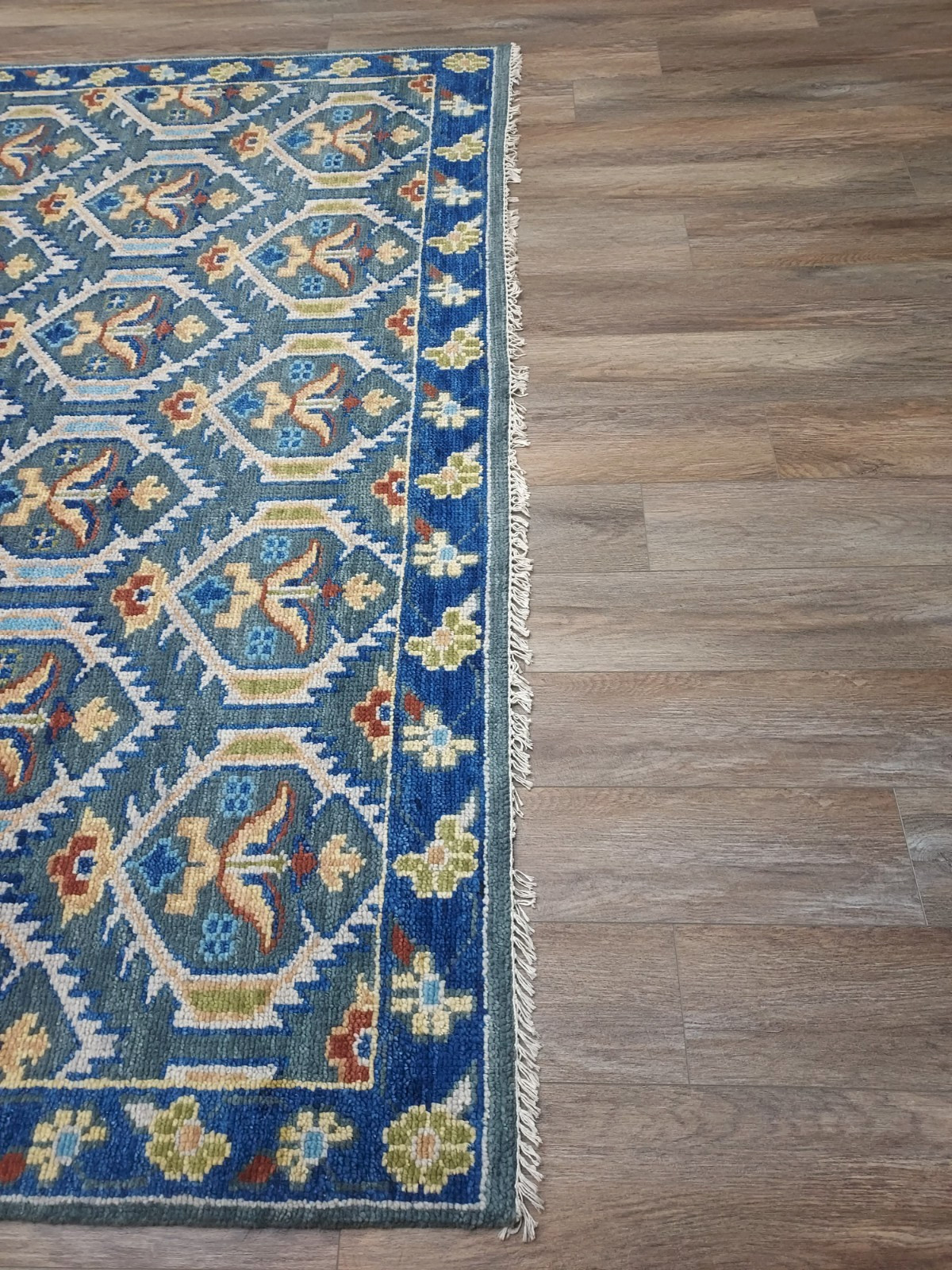 TURKISH OUSHAK RUG. GEOMETRIC MULTICOLORED HANDMADE BOHEMIAN 8×10 RUG