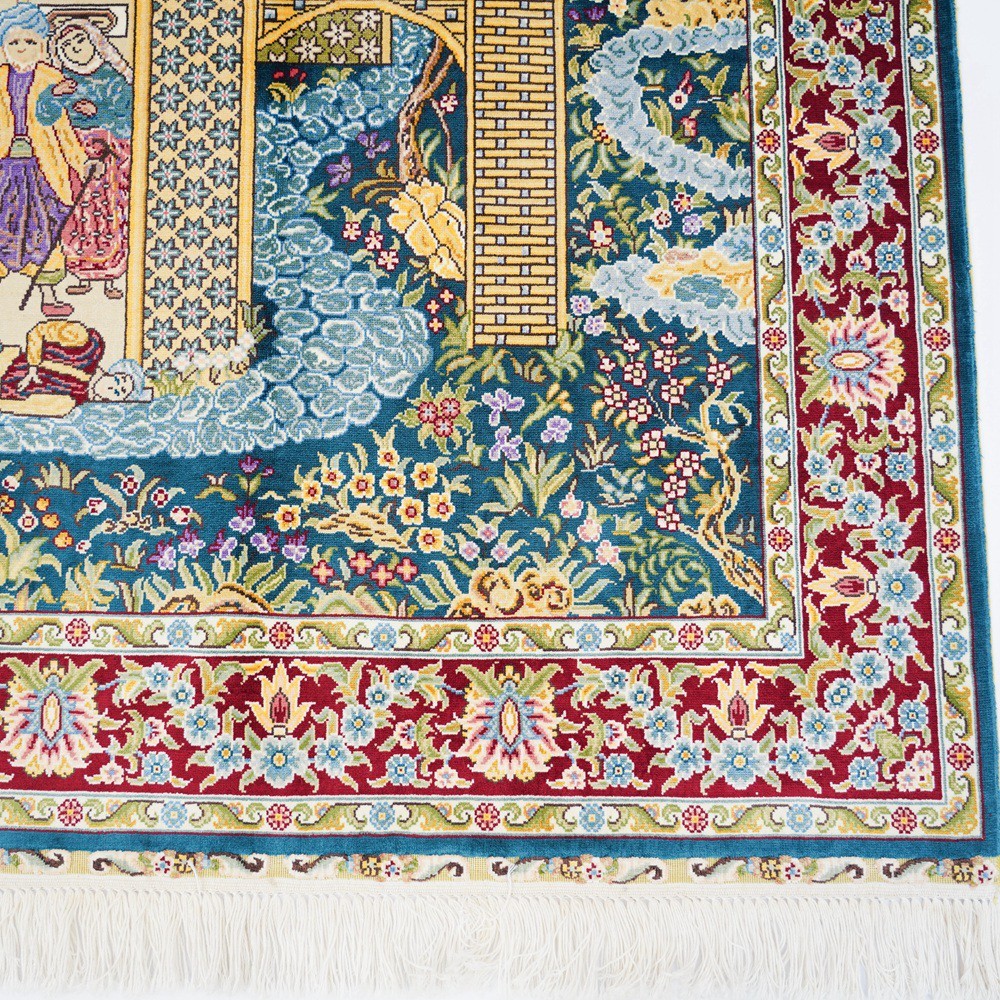 Zhiyi 2.7x4ft Handmade Silk Area Rug Hanging Tapestry Hand-knotted Carpet 210A