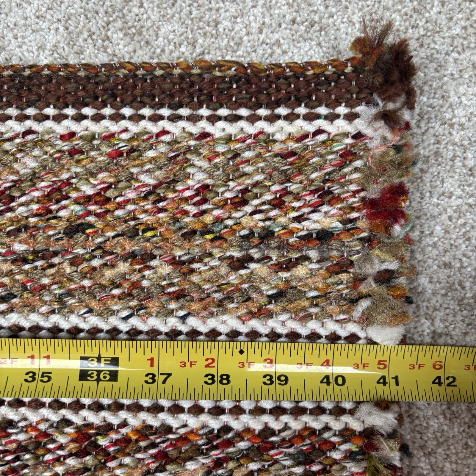 Vintage Multi-Color Woven Multicolor Hook Rug Kitchen Throw Decorative 41×24″