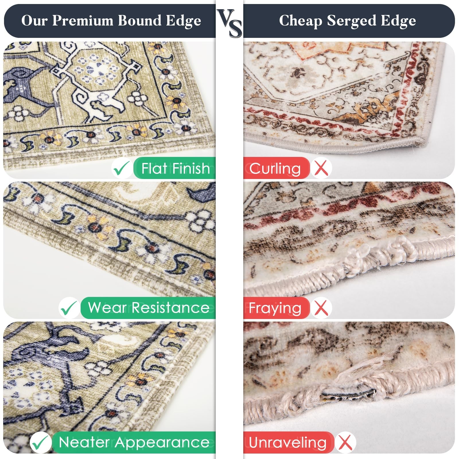 Vintage Farmhouse Boho Runner Rug 2’6″ x 6′, Non-Slip Machine Washable Rug, A…