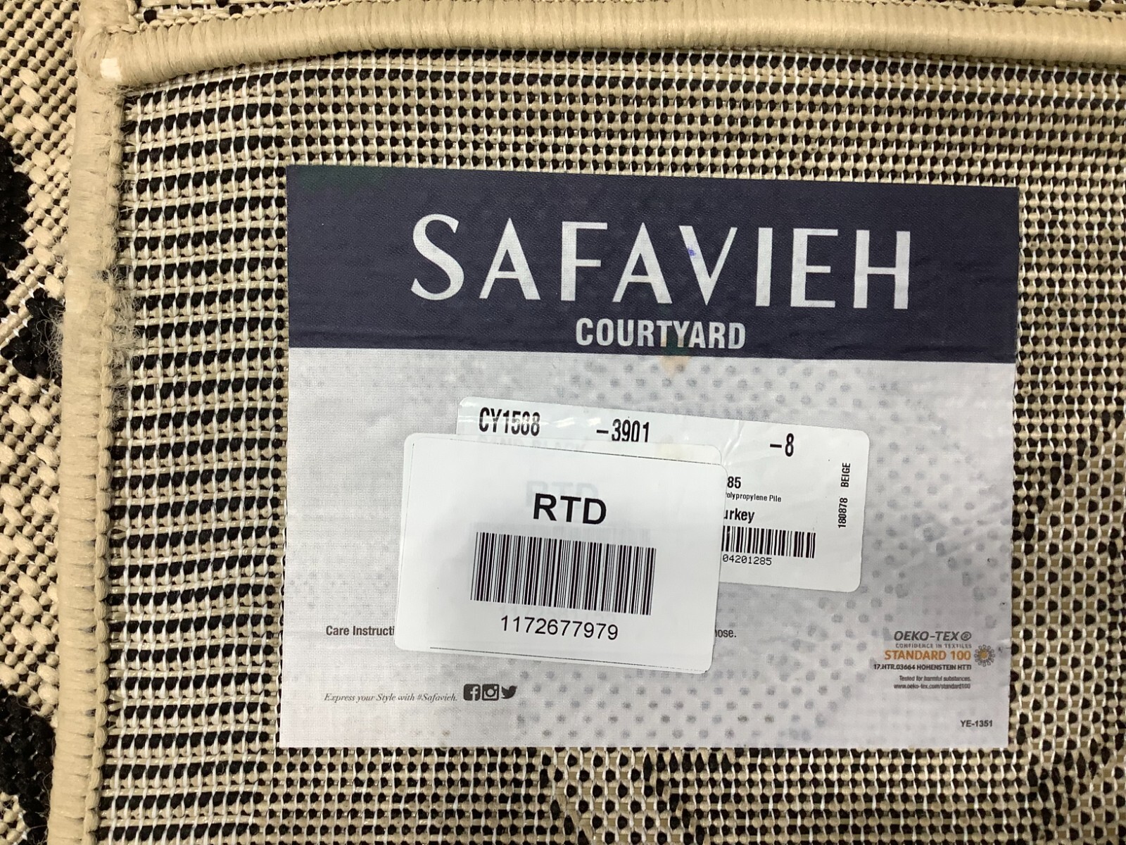 SAND / BLACK 8′-0″ x 11′-0″ Flaw in Rug, Reduced Price 1172677979 CY1588-3901-8