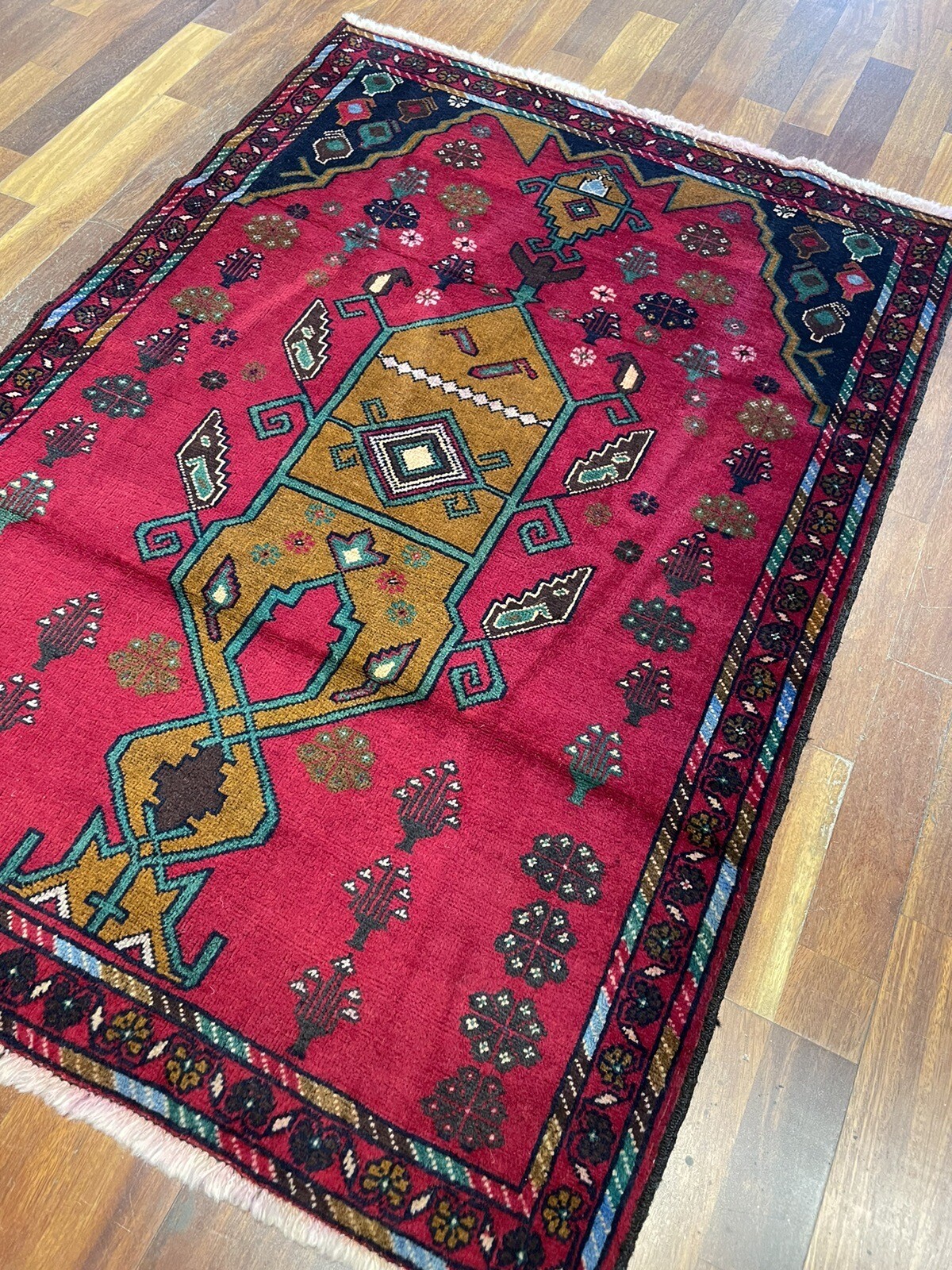 Vintage Balouchi Hand-Knotted Carpet | 3’1″ x 4’4″ Traditional Rug