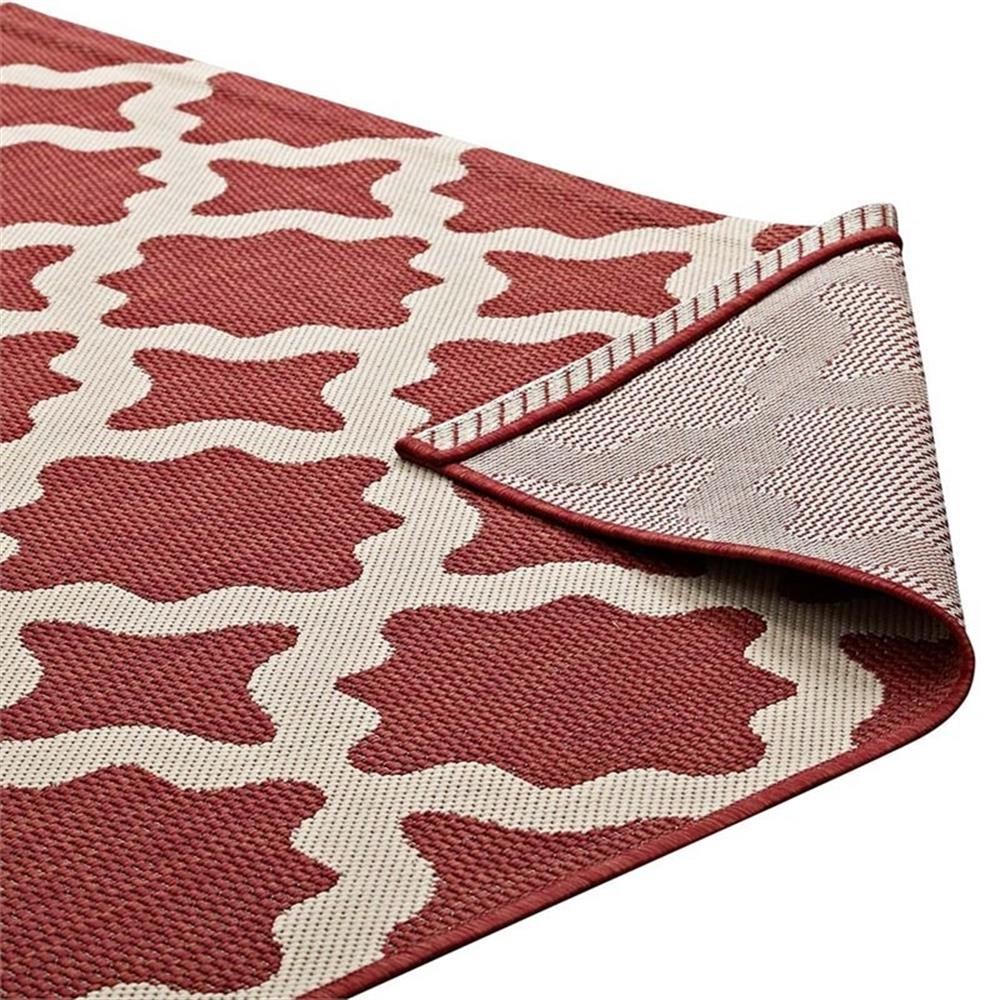 Pemberly Row 94.5×122″ Moroccan Trellis Fabric Area Rug in Red and Beige
