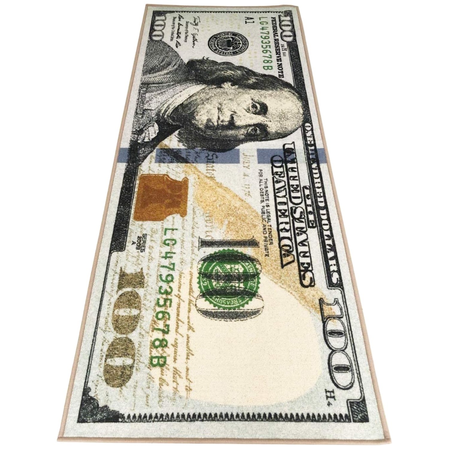 Hip 100 Dollar Bill Print Rug 31.5″ x 78.7″