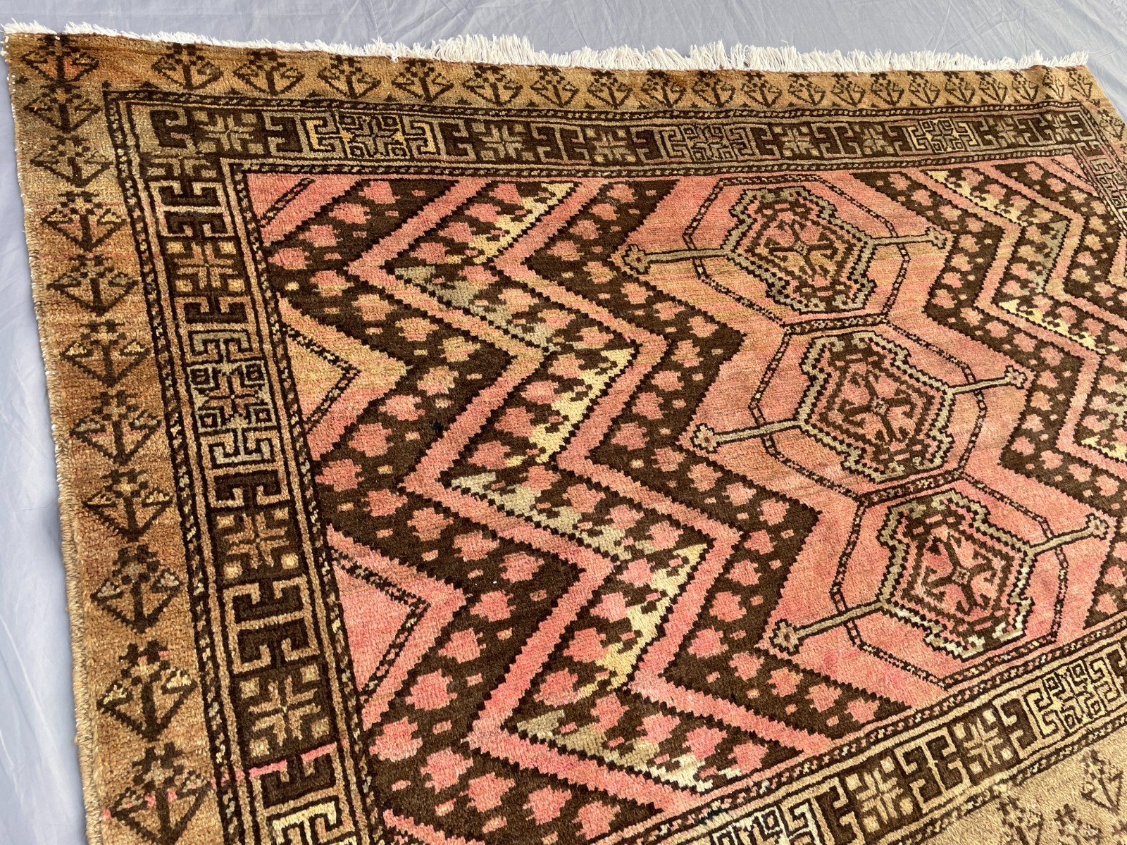 3×5 Terracotta Turkoman Wool Rug Handmade Tribal Medallion Carpet Bohemian Decor