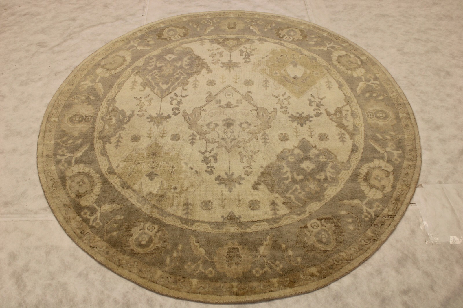 8’0″ x 8’0″ ft. Oushak Hand Knotted Oriental Wool Traditional Turkish Round Rug