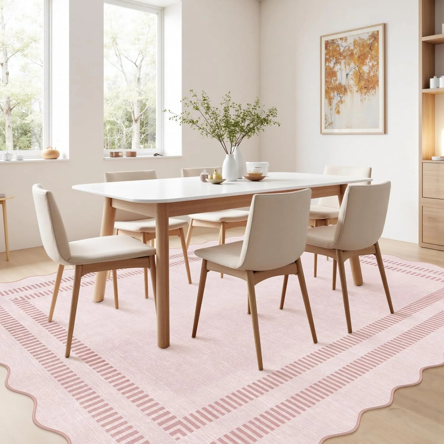 Pink Rugs for Bedroom Girls, 5×7 Washable Non Slip Area Rugs for Living Room, So