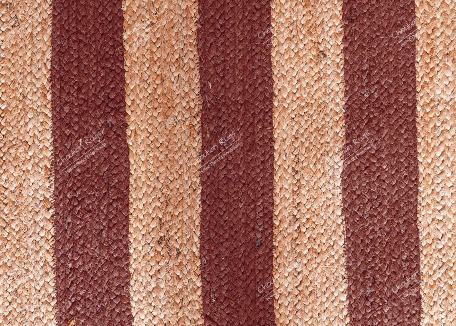 6×9 Ft custom size natural jute area rug with Brown Stripes Living Room Rug